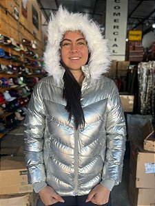 Jaqueta Feminina Nylon Perolada / cinza