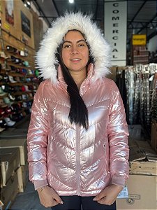 Jaqueta Feminina Nylon Perolada / rosa