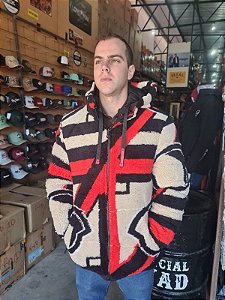 Jaqueta Masculina Dupla face / Grossa com Pêlo - Preta e vermelho