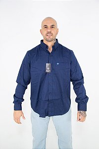 Camisa Masculina Ariat Manga Longa Azul Marinho bordado Azul Bebê