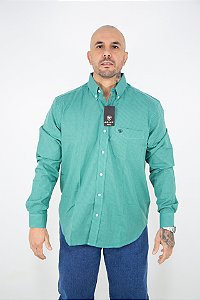 Camisa Masculina Ariat Manga Longa Verde Xadrez Bordado Preto