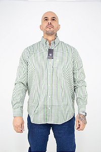 Camisa Masculina Ariat Manga Longa Verde CInza Xadrez Bordado Neon