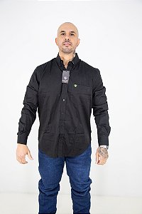Camisa Masculina Ariat Manga Longa Preta Bordado Neon