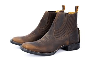 Botina Masculina Goyazes Dallas Couro Dallas Tabaco/ Couro Dallas Tabaco/ Solado Mustang Preto/Azul 1930101CF