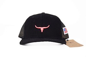 Boné Infantil Moiadeiros Preto Bordado Rosa