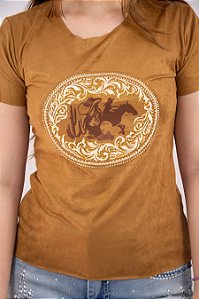 Camiseta Feminina Apache Marrom Modelo 02