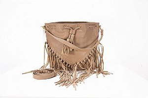 Bolsa Feminina Berelina couro com Franja cor Apricot