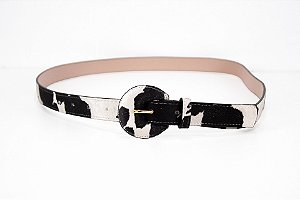 Cinto Feminino Vaca Preto e Branco