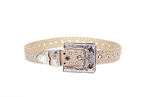 Cinto Feminino Beje Brilhante