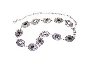 Cinto Feminino Corrente com Pedra e Mosquetão