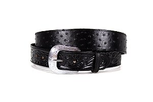 Cinto Masculino Master em Couro Avestruz Preto