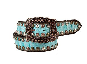 Cinto Feminino Paul Western Couro Azul Bebê
