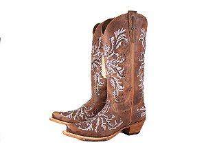 Bota feminina Goyazes Bico Fino Solado em couro injetado - Café Cano médio Cor - Dallas Furta cor / Dallas Furta cor Cod fornecedor - 266806-CC_05