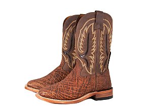 Bota masculina Goyazes Couro exótico legítimo Elefante Bico quadrado Cano médio Cor - Elefante Camel / Dakar café Solado em couro Grupon 5.5MM Cod Fornecedor: 266502-EC