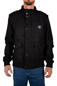 Jaqueta Masculina Ariat Poliéster Preta Bordado Azul Claro
