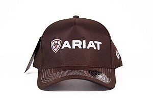 Boné ARIAT - marrom escuro bordado branco