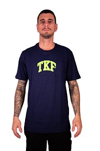 Camiseta Masculina Thankfield - azul marinho logo verde