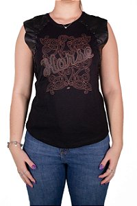Regata Feminina Moon Horse - Couro Horse Preta Ref - 0113509UN