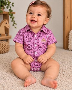 Body Infantil Stable - Pink / Manga curta