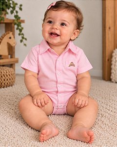 Body Infantil Stable - Rosa / Manga Curta