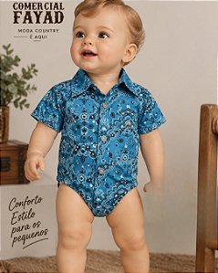 Body Infantil Stable - Azul / Manga Curta