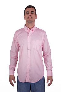 Camisa Masculina Ariat - Manga Longa - Rosa Lisa