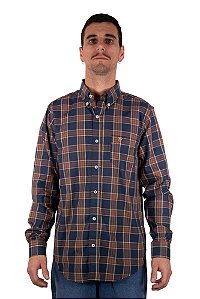 Camisa Masculina Ariat - Manga Longa - Marrom Marinho/Marrom