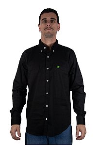 Camisa Masculina Ariat - Manga Longa - Preto/Verde Neon