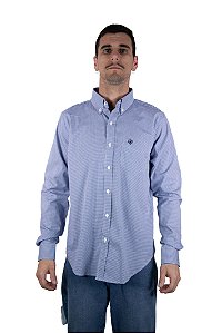 Camisa Masculina Ariat - Manga Longa - Azul Claro/Preto