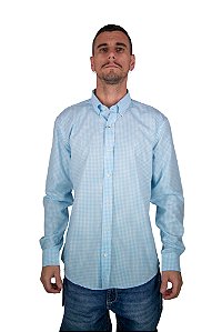 Camisa Masculina Pollo Ralph Lauren Xadrez Azul Bebê
