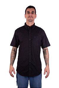 Camisa Masculina FYD - Manga Curta - Preta Lisa