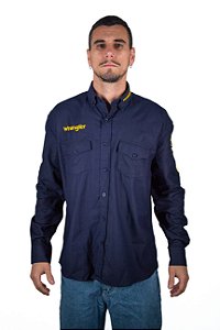 Camisa Masculina Wrangler - Manga Longa Azul Marinho WM251MA
