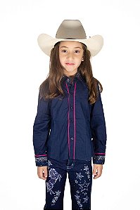 Camisa Infantil Feminina Texas Head - Azul Marinho