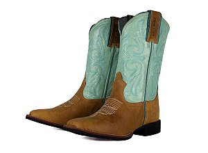 Bota Feminina Austin Ranch - Rust Dog Petróleo/Verde Água - Solado Flex