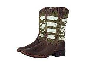 Bota Infantil Masculina Austin - Med Dog/Musgo USA - Solado Flex