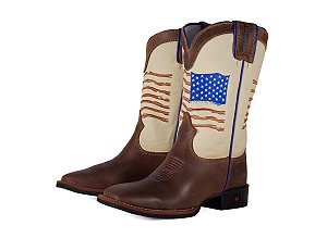 Bota Infantil Unissex Austin - Red Dog/Palha USA - Solado Flex