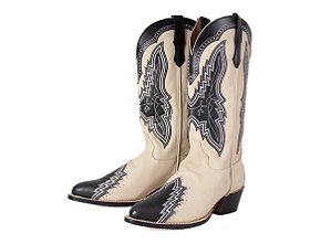 Bota Feminina Goyazes - Bico Fino - Austin Off White - Solado Couro - 266702 CC_01