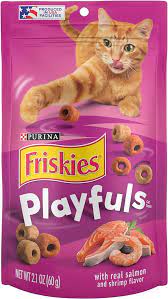 Purina Friskies Playfuls com guloseimas para gatos com sabor de salmão e camarão
