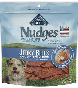 Nudges® Natural Dog Treats Jerky Bites feitos com frango de verdade,