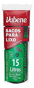 Saco Lixo Preto 15 litros 40 unidades