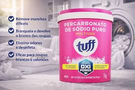 Tuff Percarbonato de Sódio Puro Multiuso Oxi Power, Tira Manchas e Alvejante, Roupas Brancas e Coloridas, 1kg