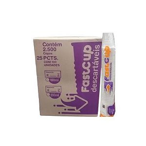 Copo Descartável 180ml Transparente PS FastCup - 2.500 Unidades