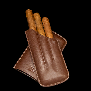 Charuteira Nerone Classy P/3 Couro Marrom