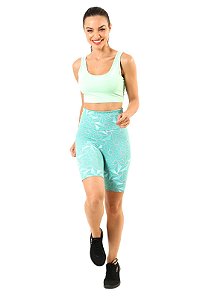 Bermuda Fitness Feminina Estampada Cós Alto Trendz 3D Verde