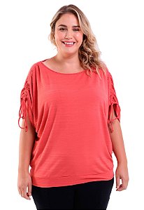 Blusa Feminina Plus Size com Puxador Trendz Terracota