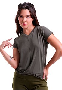 Blusa Feminina com Torção Visco Trendz Verde Militar