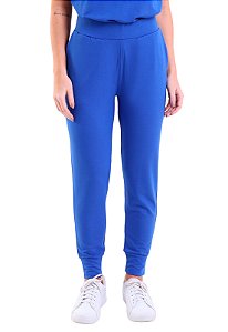 Calça Feminina Jogger Com Bolso Moletinho Trendz Azul Royal