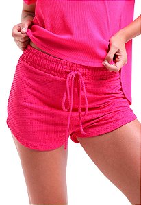 Shorts Feminino Curto com Cordão Bubble Trendz Pink