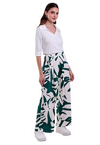 Calça Feminina Listrado Pantalona Trendz Verde Floresta