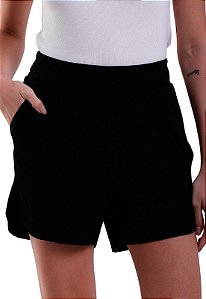 Shorts Feminino Básico Canelado Com Bolso Trendz Preto